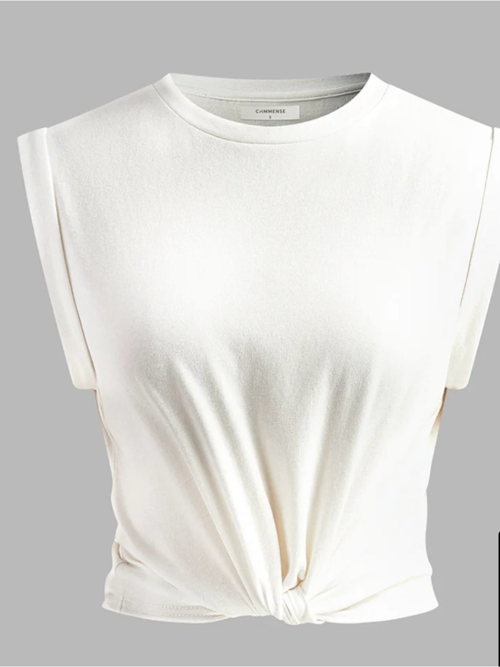 Commense White Knot-Front Sleeveless Top